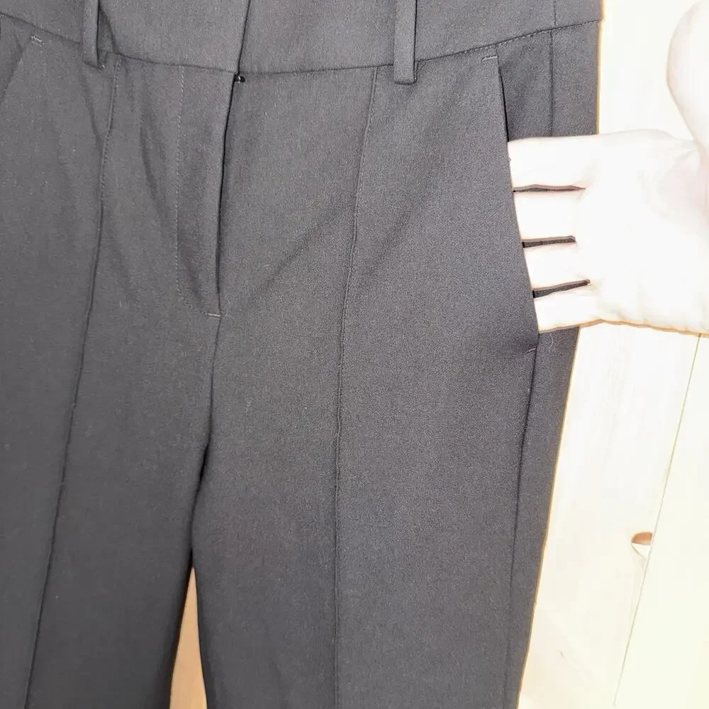 J.Crew Black Carreman Designed In France Wide Leg Pleated Trouser Pants Sz 2